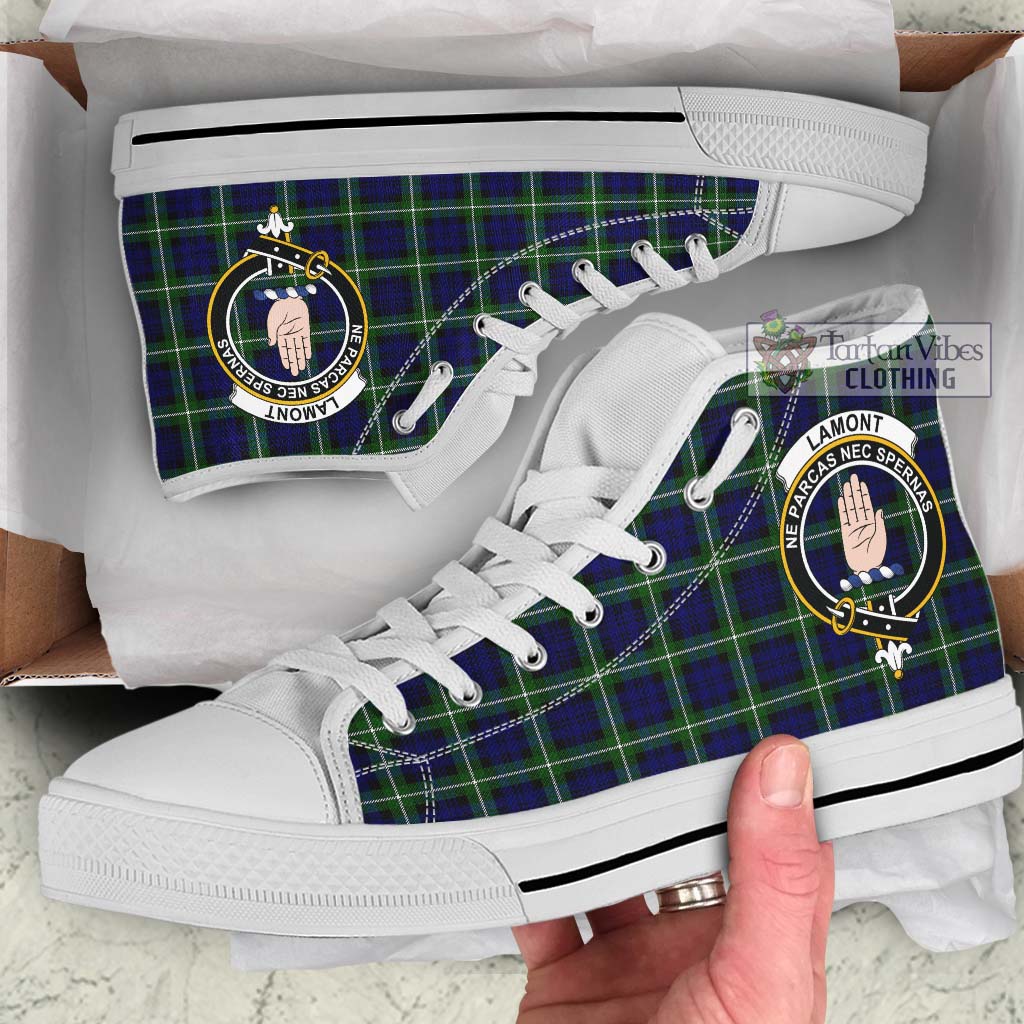 Tartan Vibes Clothing Lamont Modern Tartan High Top Shoes with Family Crest