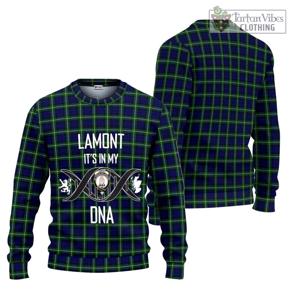 Lamont Modern Tartan Knitted Sweater with Family Crest DNA In Me Style Unisex - Tartanvibesclothing Shop