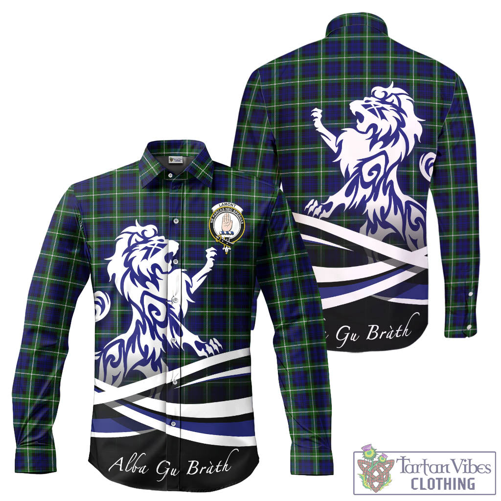 lamont-modern-tartan-long-sleeve-button-up-shirt-with-alba-gu-brath-regal-lion-emblem