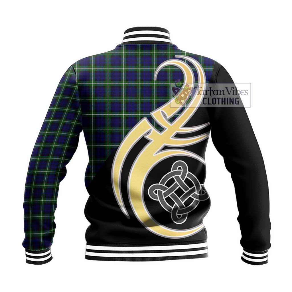 Lamont Modern Tartan Baseball Jacket with Family Crest and Celtic Symbol Style - Tartan Vibes Clothing