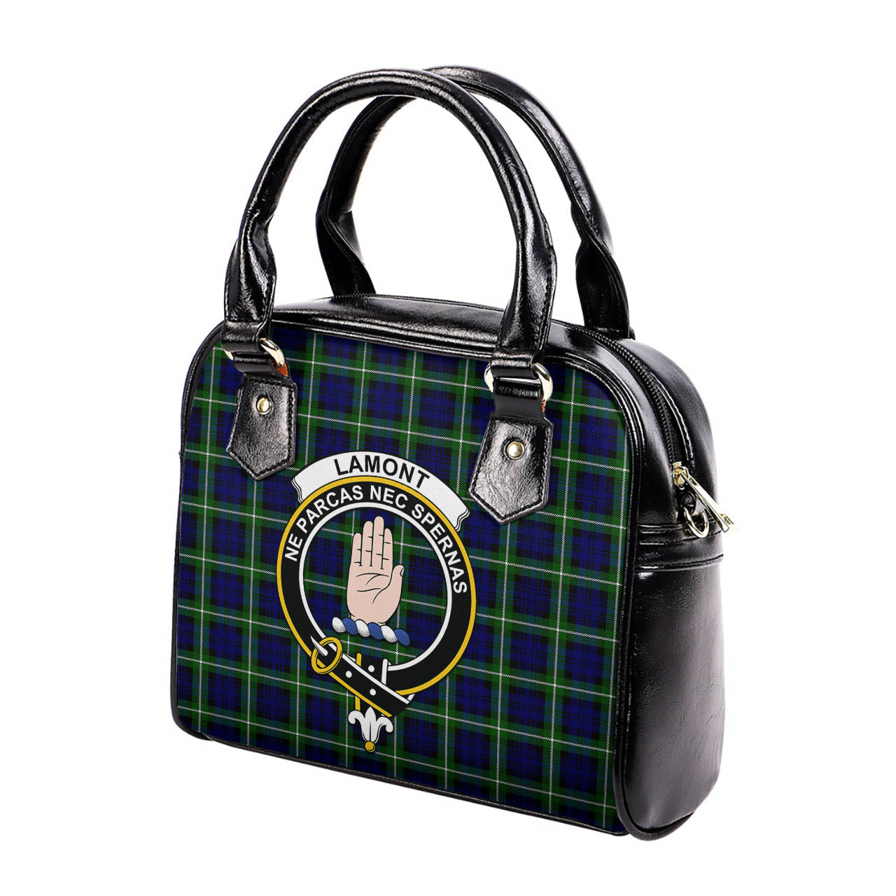 Lamont Modern Tartan Shoulder Handbags with Family Crest - Tartanvibesclothing