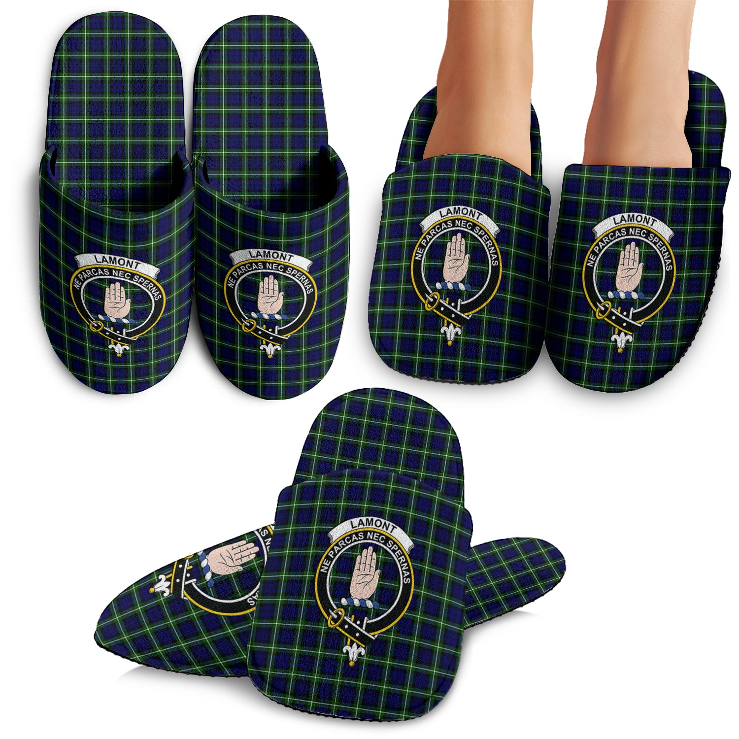 Lamont Modern Tartan Home Slippers with Family Crest - Tartanvibesclothing