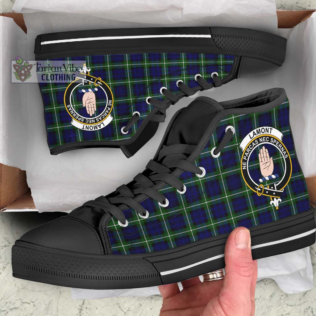 Tartan Vibes Clothing Lamont Modern Tartan High Top Shoes with Family Crest