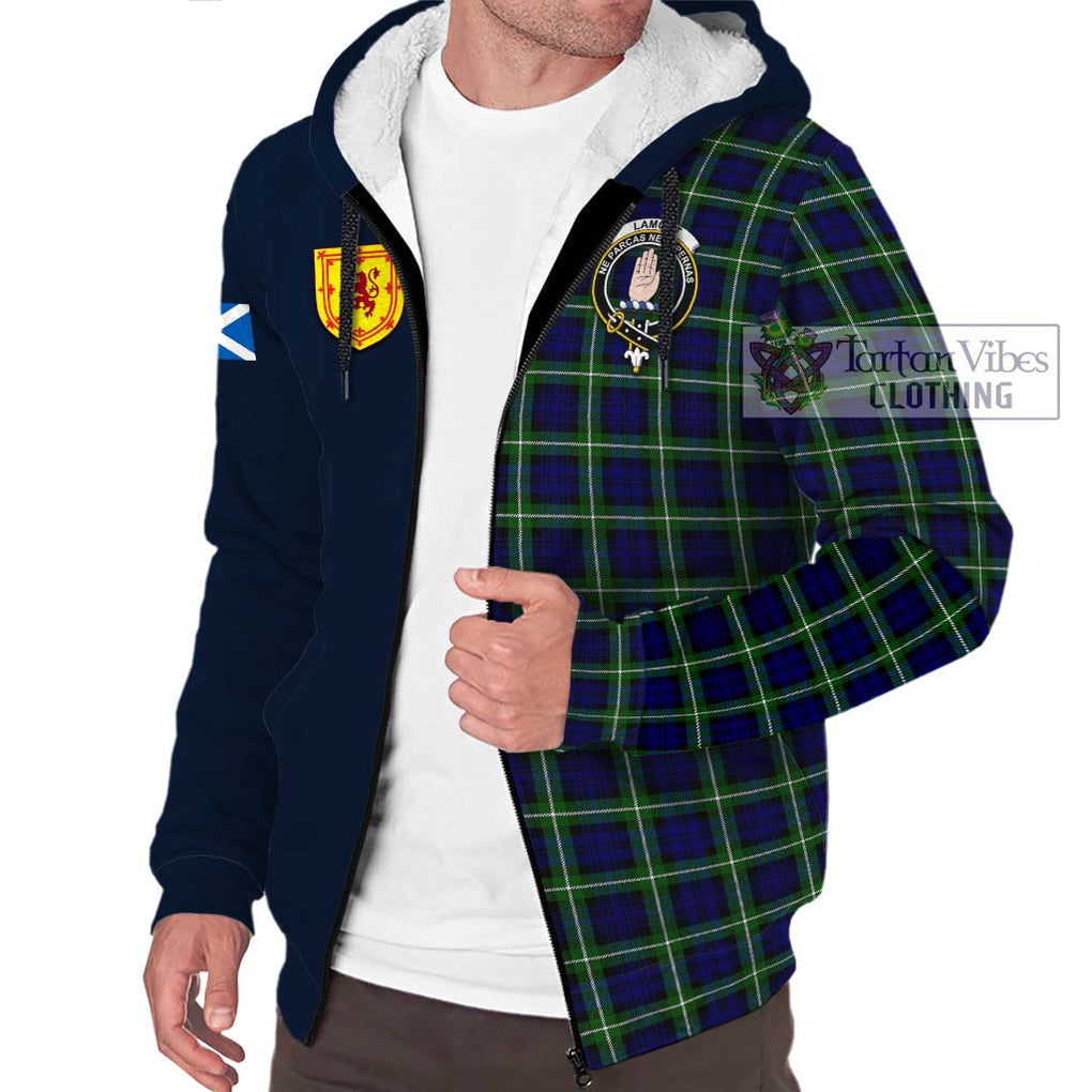 Tartan Vibes Clothing Lamont Modern Tartan Sherpa Hoodie with Scottish Lion Royal Arm Half Style