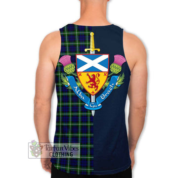 Lamont Modern Tartan Men's Tank Top Alba with Scottish Lion Royal Arm Half Style