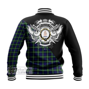 Lamont Modern Tartan Baseball Jacket with Family Crest and Military Logo Style