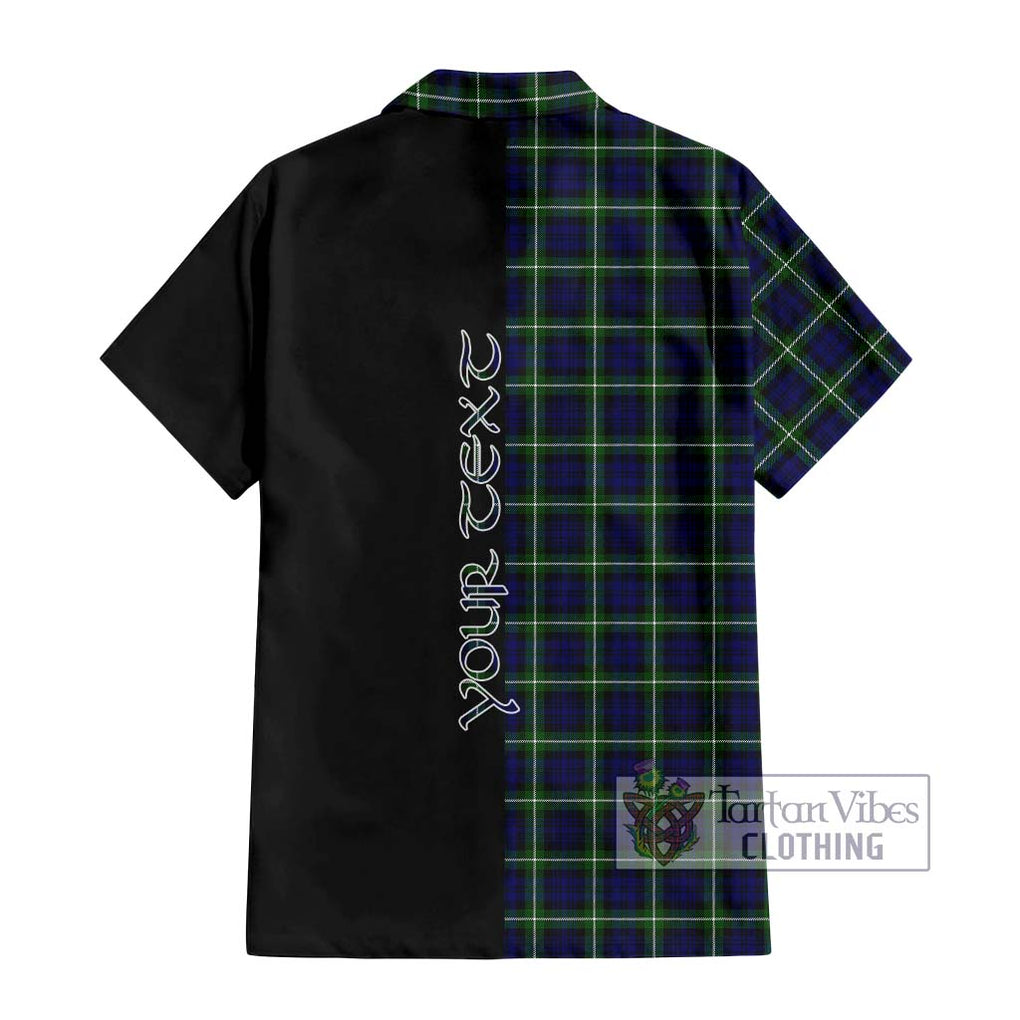 Lamont Modern Tartan Short Sleeve Button Shirt with Family Crest and Half Of Me Style - Tartanvibesclothing Shop