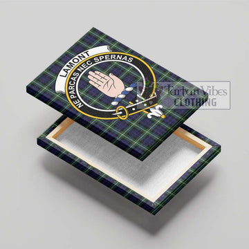 Lamont Modern Tartan Canvas Print Wall Art with Family Crest