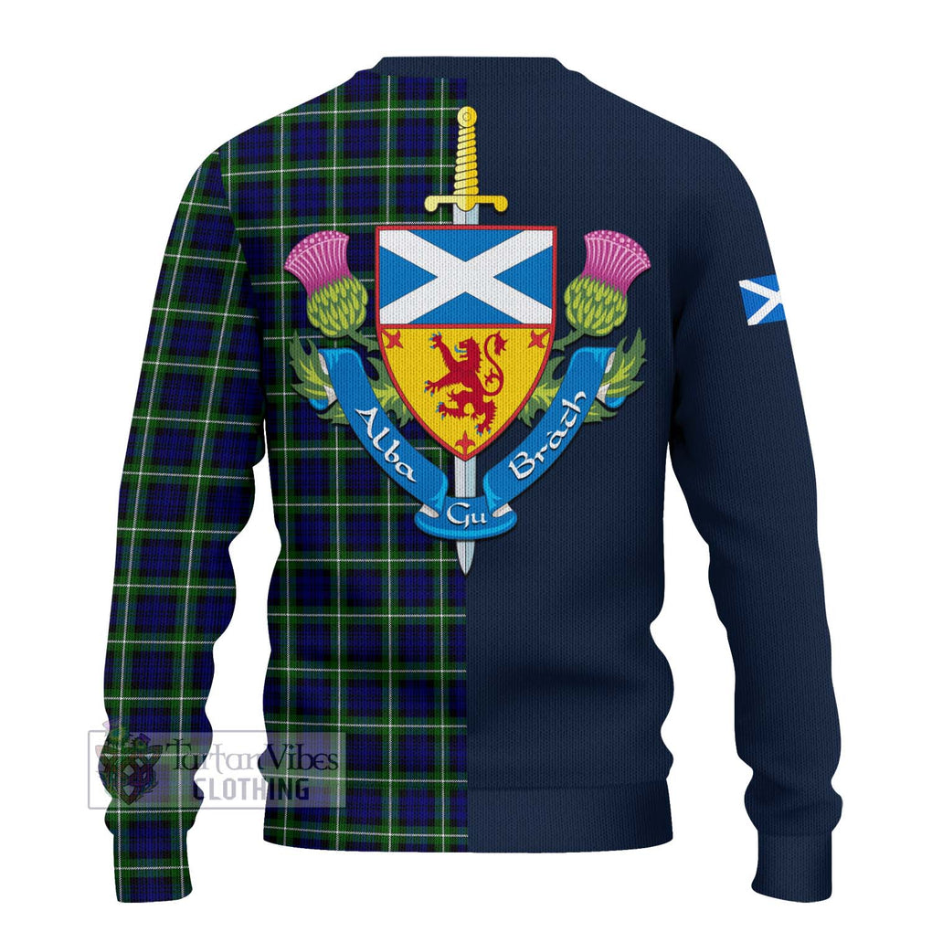 Tartan Vibes Clothing Lamont Modern Tartan Knitted Sweater with Scottish Lion Royal Arm Half Style