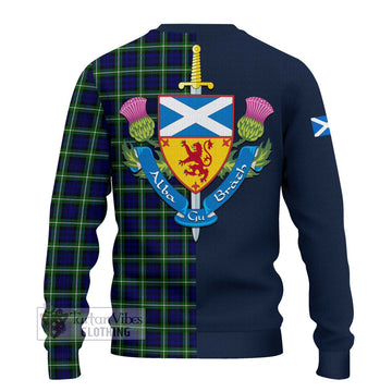 Lamont Modern Tartan Ugly Sweater with Scottish Lion Royal Arm Half Style