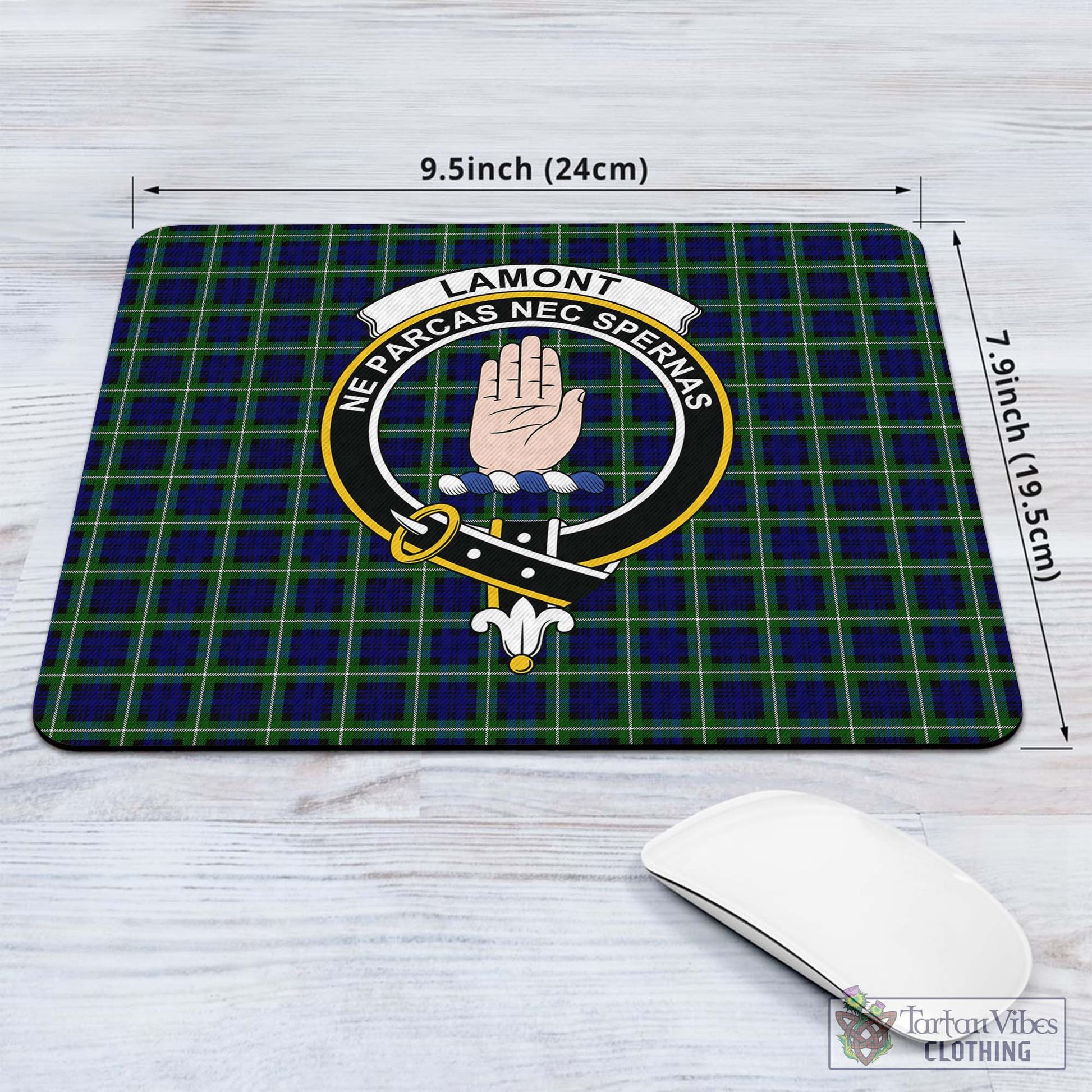 Tartan Vibes Clothing Lamont Modern Tartan Mouse Pad with Family Crest