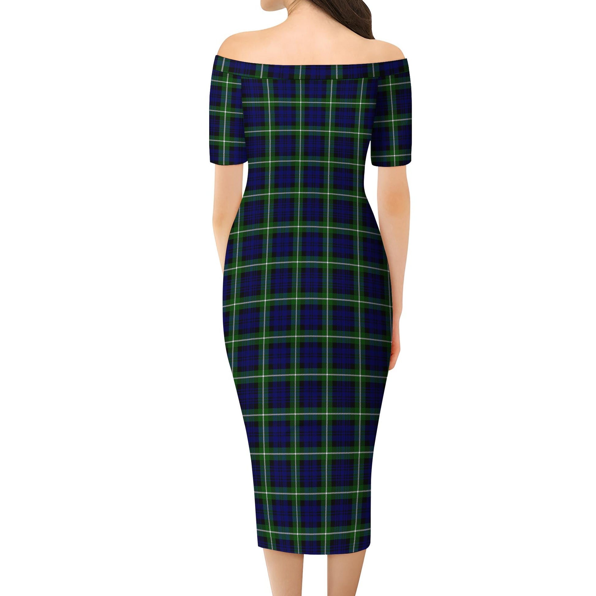 Lamont Modern Tartan Off Shoulder Lady Dress - Tartanvibesclothing