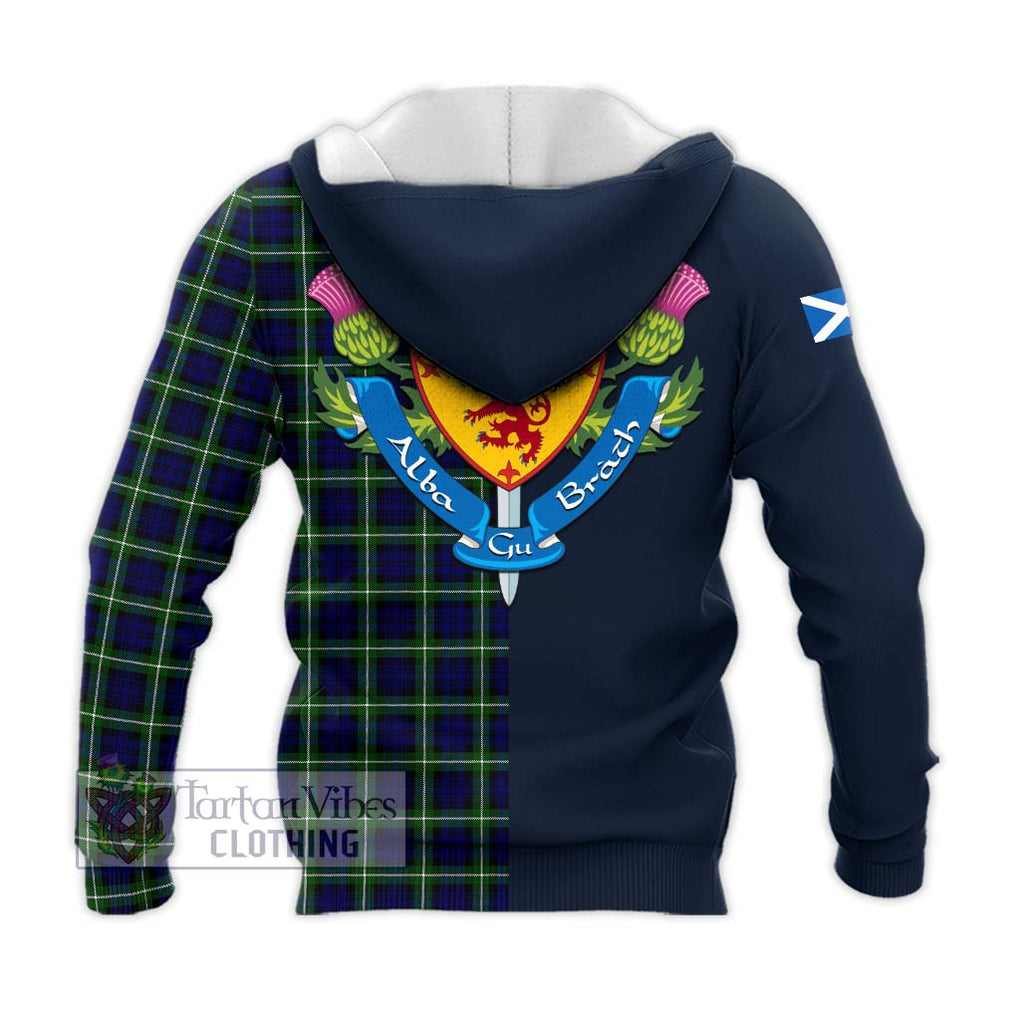 Tartan Vibes Clothing Lamont Modern Tartan Knitted Hoodie with Scottish Lion Royal Arm Half Style