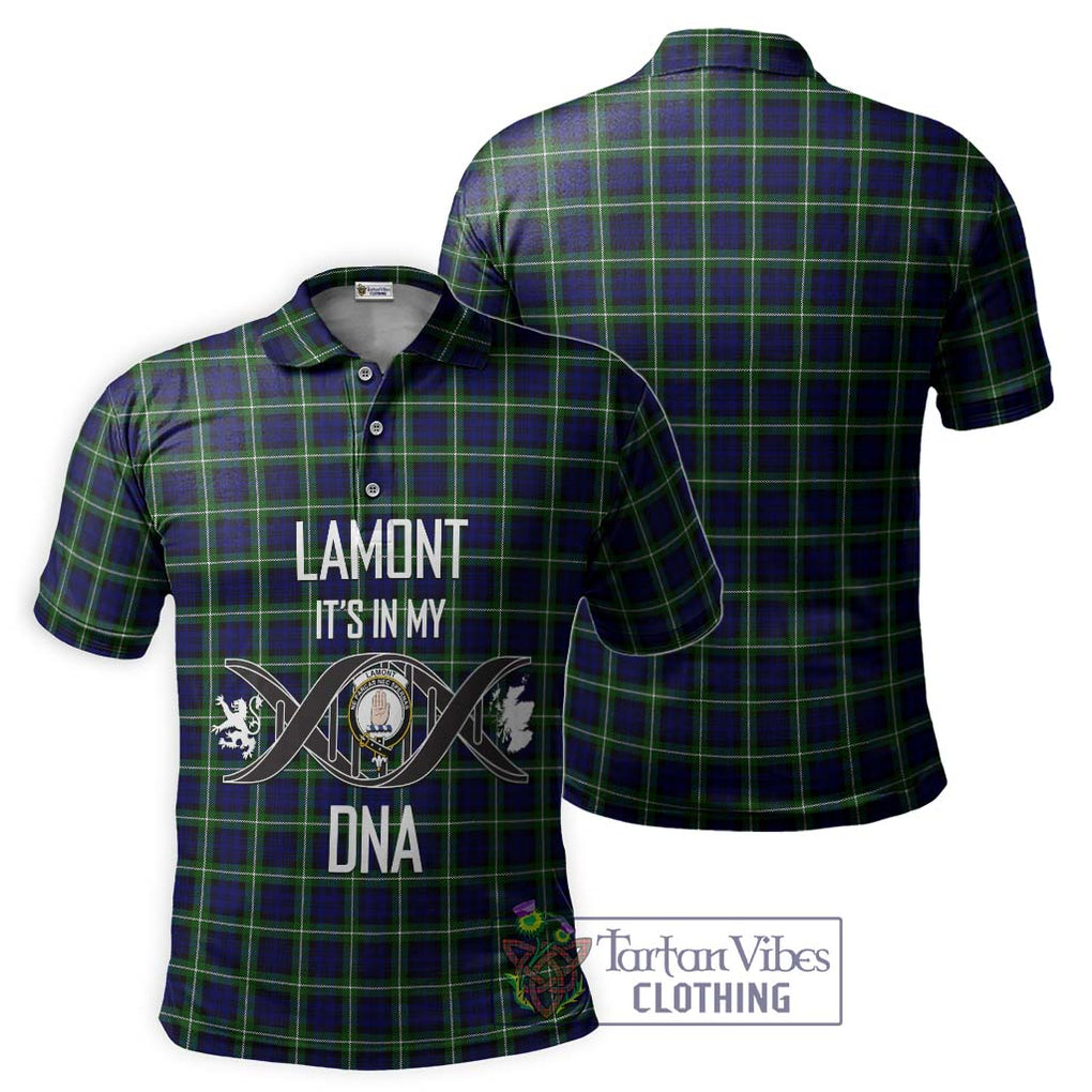 Lamont Modern Tartan Polo Shirt with Family Crest DNA In Me Style - Tartanvibesclothing Shop