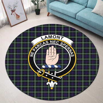 Lamont Modern Tartan Round Rug with Family Crest