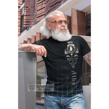 Lamont Modern Tartan Cotton T-shirt Featuring Alba Gu Brath Family Crest Celtic Inspired