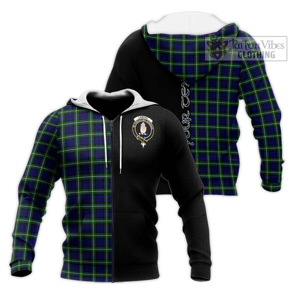 Lamont Modern Tartan Knitted Hoodie with Family Crest and Half Of Me Style Unisex Knitted Zip Hoodie - Tartanvibesclothing Shop