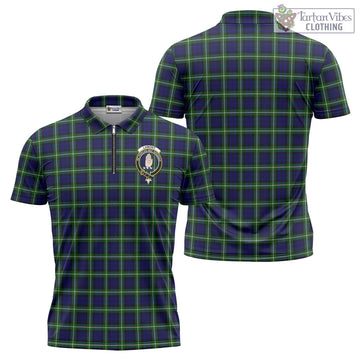 Lamont Modern Tartan Zipper Polo Shirt with Family Crest