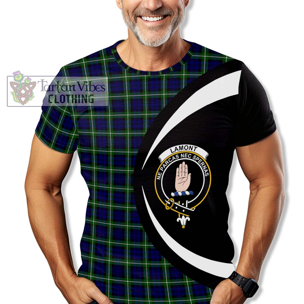 Tartan Vibes Clothing Lamont Modern Tartan T-Shirt with Family Crest Circle Style