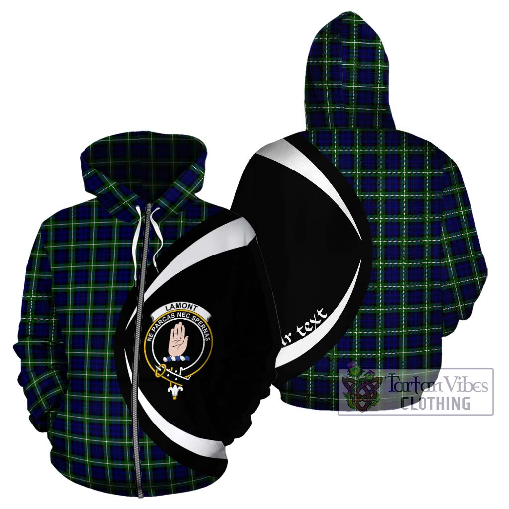 Tartan Vibes Clothing Lamont Modern Tartan Hoodie with Family Crest Circle Style