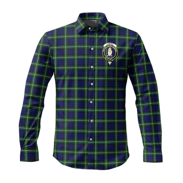 Lamont Modern Tartan Long Sleeve Button Up Shirt with Family Crest