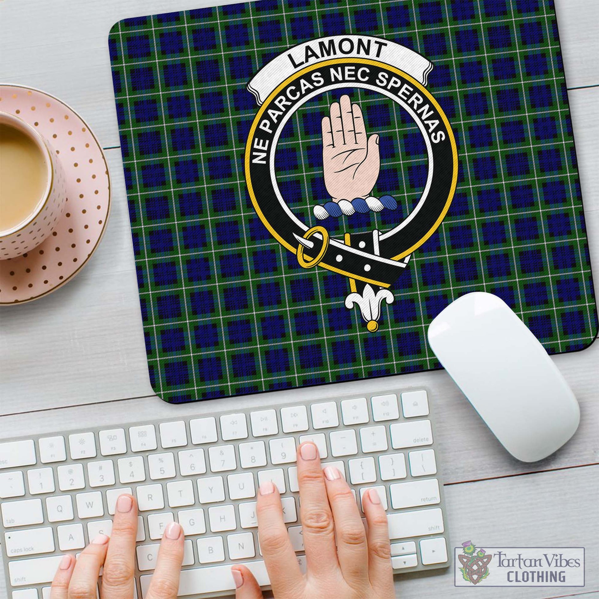 Tartan Vibes Clothing Lamont Modern Tartan Mouse Pad with Family Crest