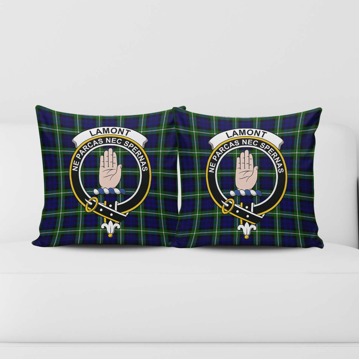 Lamont Modern Tartan Pillow Cover with Family Crest - Tartanvibesclothing