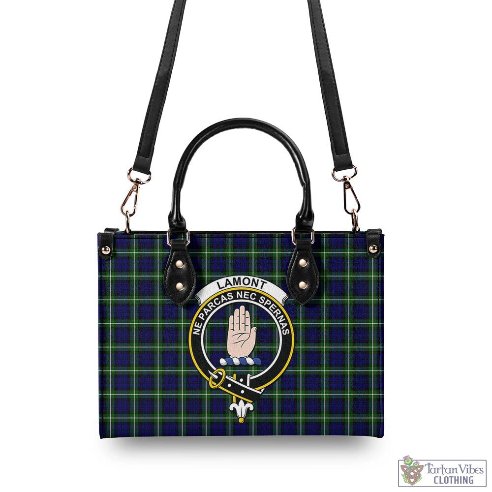 Tartan Vibes Clothing Lamont Modern Tartan Luxury Leather Handbags with Family Crest