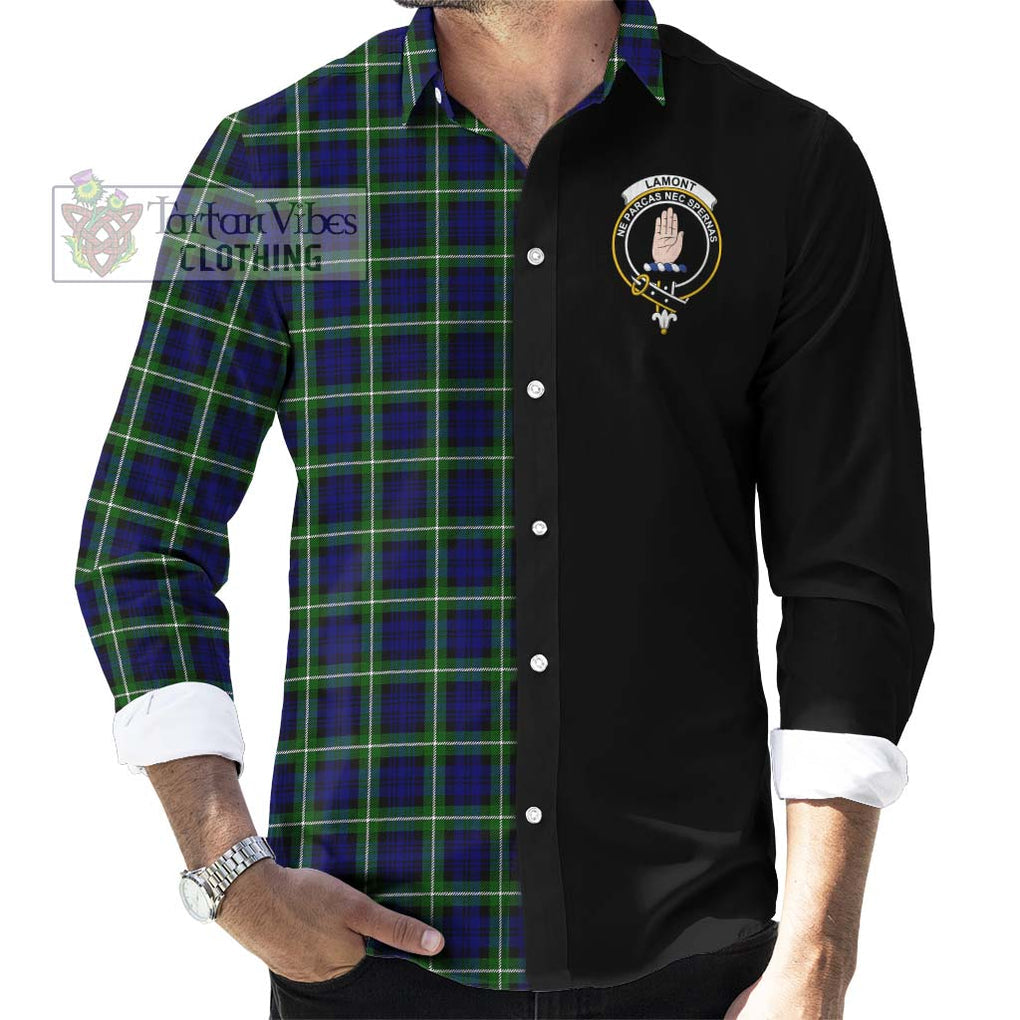 Lamont Modern Tartan Long Sleeve Button Shirt with Family Crest and Half Of Me Style - Tartanvibesclothing Shop