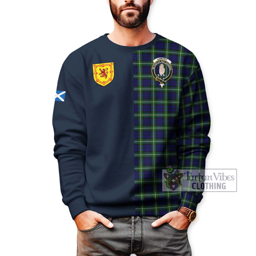 Tartan Vibes Clothing Lamont Modern Tartan Sweatshirt with Scottish Lion Royal Arm Half Style