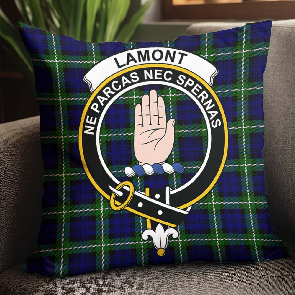 Lamont Modern Tartan Pillow Cover with Family Crest - Tartanvibesclothing