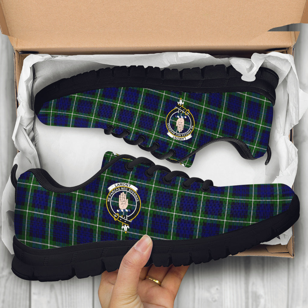 Lamont Modern Tartan Sneakers with Family Crest - Tartan Vibes Clothing