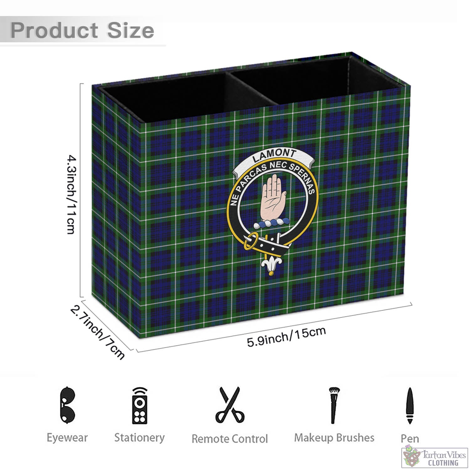 Tartan Vibes Clothing Lamont Modern Tartan Pen Holder with Family Crest