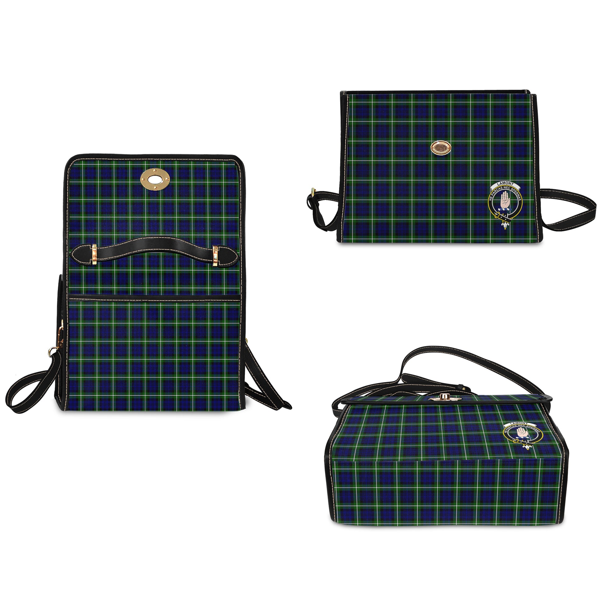 lamont-modern-tartan-leather-strap-waterproof-canvas-bag-with-family-crest