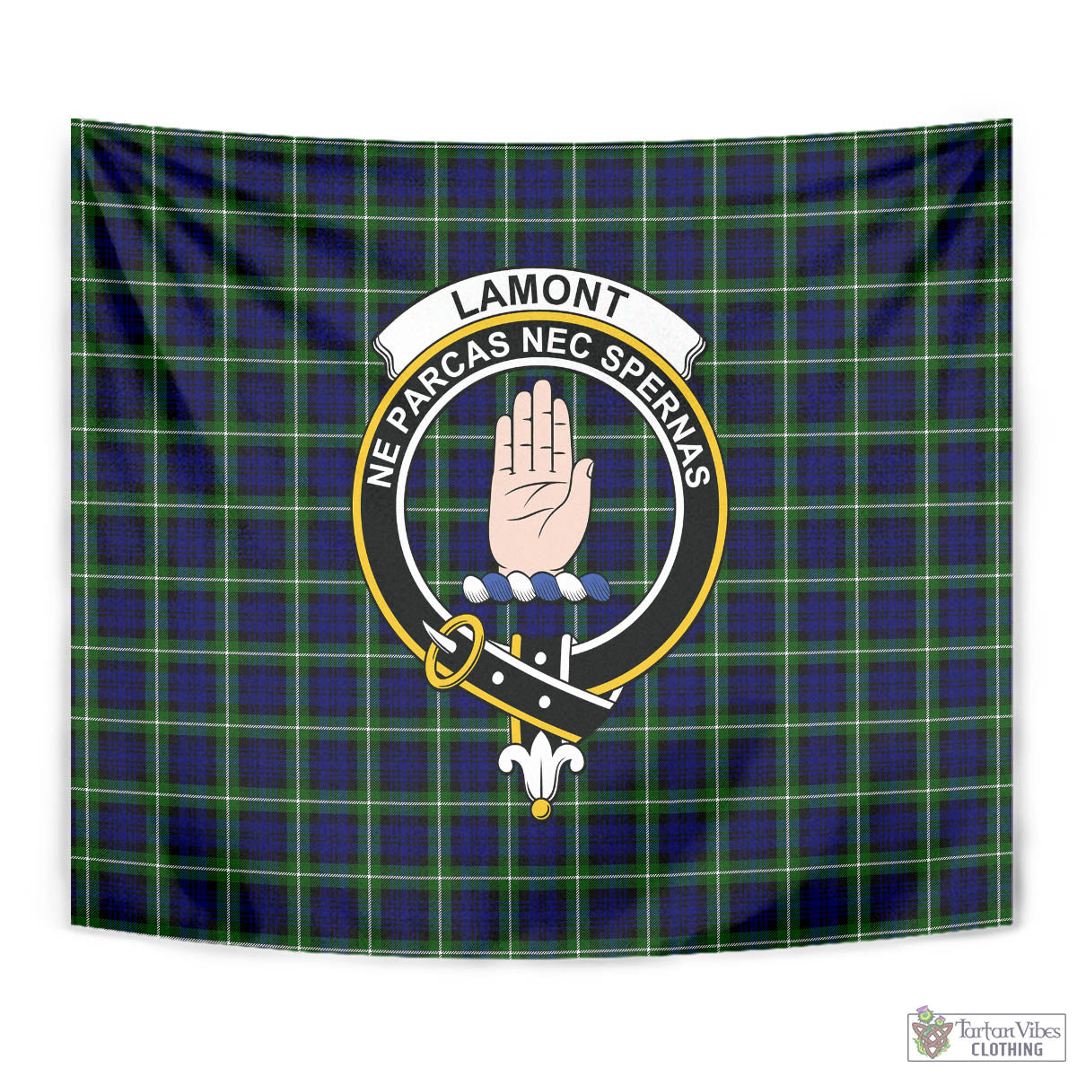 Tartan Vibes Clothing Lamont Modern Tartan Tapestry Wall Hanging and Home Decor for Room with Family Crest