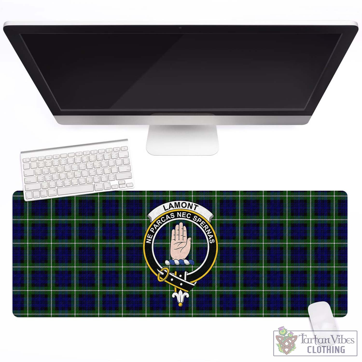 Tartan Vibes Clothing Lamont Modern Tartan Mouse Pad with Family Crest