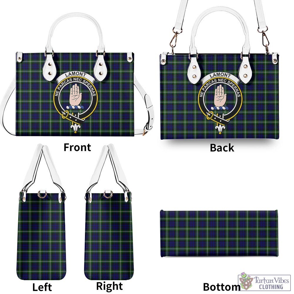 Tartan Vibes Clothing Lamont Modern Tartan Luxury Leather Handbags with Family Crest