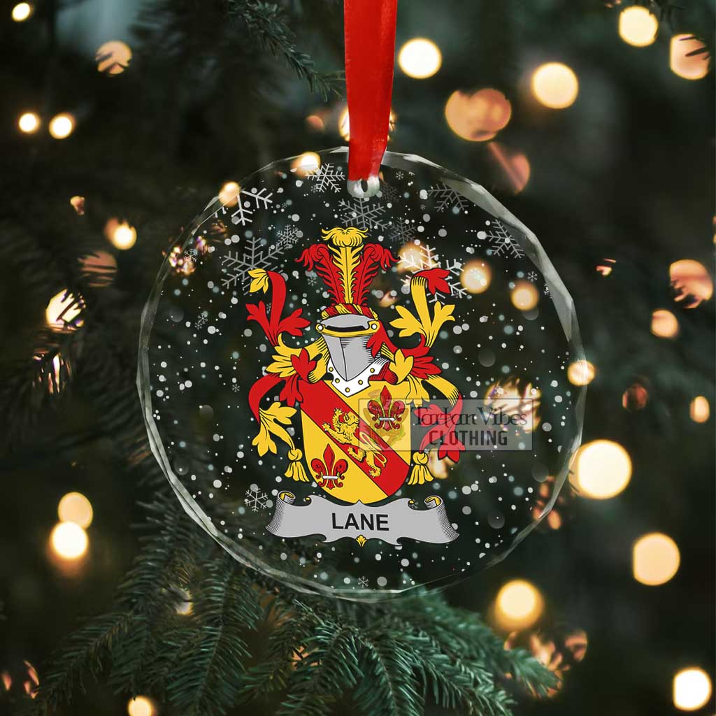 Lane Irish Clan Christmas Glass Ornament with Coat of Arms - 2D-tartanvibesclothing