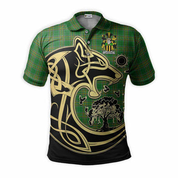 Langford Irish Tartan Polo Shirt with Coat of Arms Celtic Wolf Style Kid - Tartan Vibes Clothing