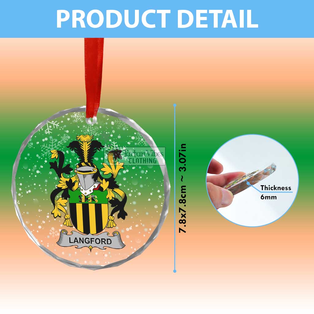 Langford Irish Clan Christmas Glass Ornament with Coat of Arms - 2D-tartanvibesclothing