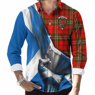 Langlands Tartan Long Sleeve Button Shirt with Family Crest Scotland Patriotic Style