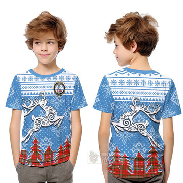 Langlands Clan Christmas Kid T-Shirt Celtic Reindeer Style