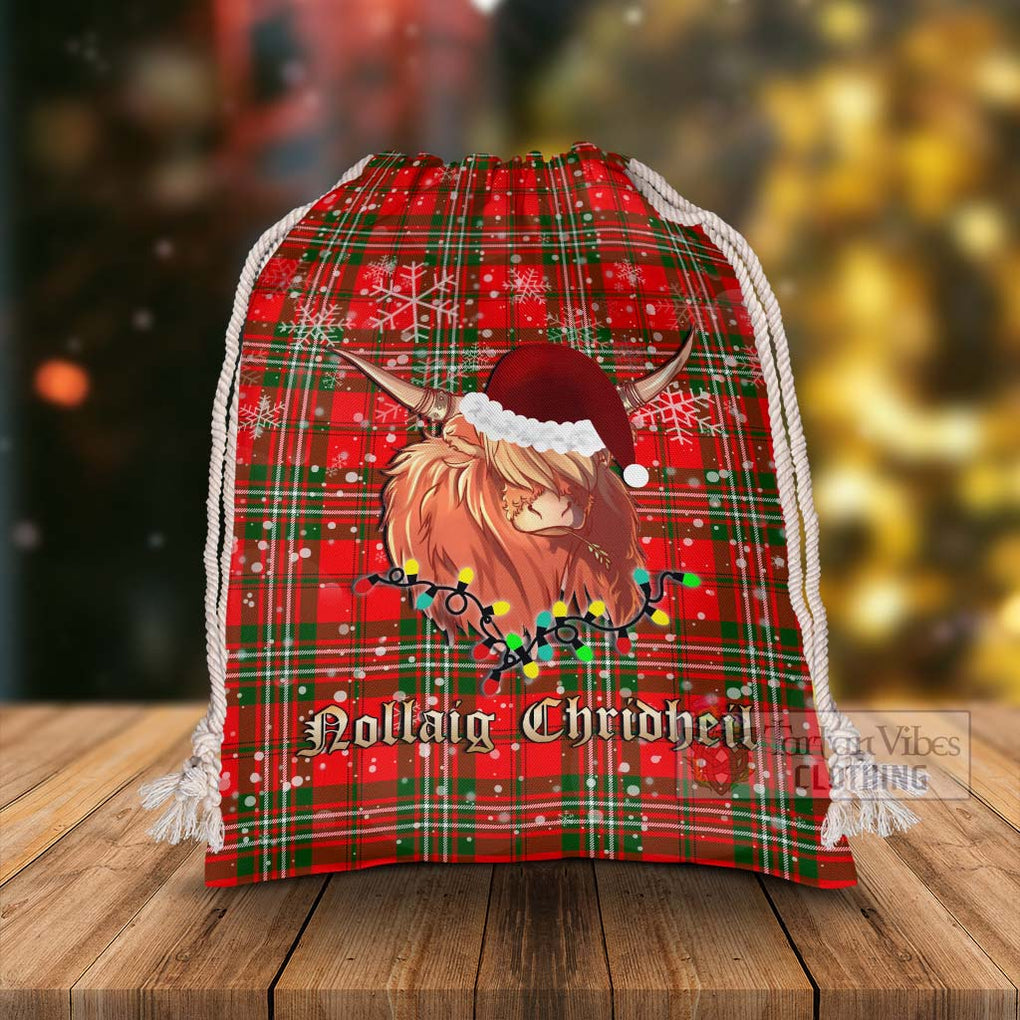 Tartan Vibes Clothing Langlands Tartan Christmas Santa's Bag with Highland Cow