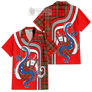 Langlands Tartan Short Sleeve Button Shirt with Epic Bagpipe Style