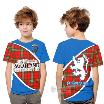 Langlands Family Crest Tartan Kid T-Shirt Celebrate Saint Andrew's Day in Style