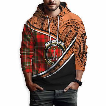 Langlands Crest Tartan Hoodie with Polynesian Vibes Style - Orange Version