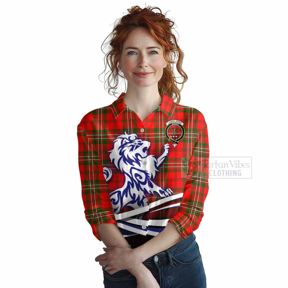 Tartan Vibes Clothing Langlands Tartan Women's Casual Shirt with Alba Gu Brath Regal Lion Emblem