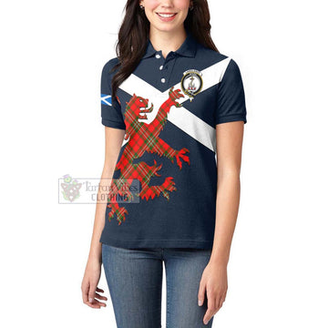 Langlands Tartan Lion Rampant Women's Polo Shirt Proudly Display Your Heritage with Alba Gu Brath and Clan Name