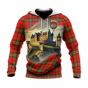Langlands Tartan Family Crest Knitted Hoodie with Scottish Ancient Castle Style Unisex Knitted Pullover Hoodie - Tartan Vibes Clothing