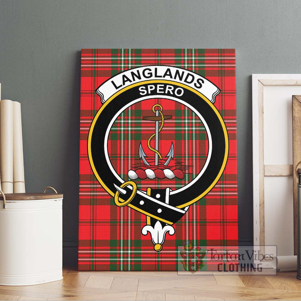 Langlands Tartan Canvas Print Wall Art with Family Crest Without Frame - Tartan Vibes Clothing